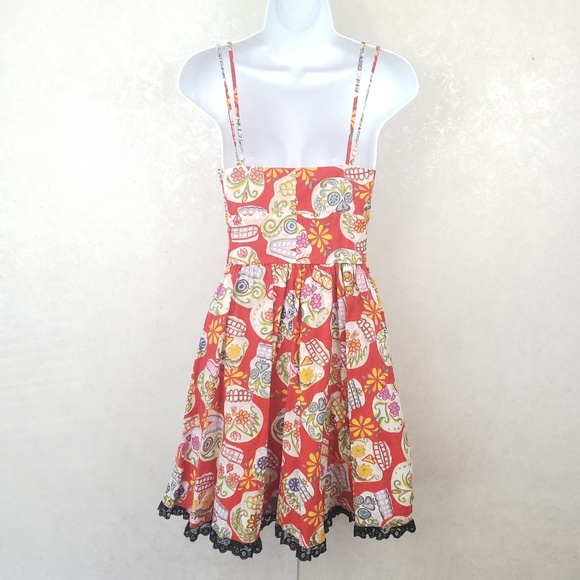 Golightly Pin Up Retro Sugar Skull Halloween Dress - Picture 3 of 4